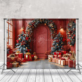 Lofaris Kiefer Blätter Bogen Retro Rot Zimmer Weihnachten Hintergrund